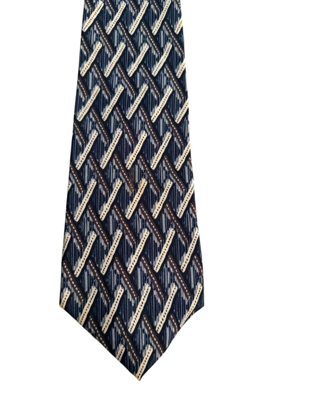BRANDINI Mens Vintage Blue Patterned Italian Tie - Picture 4 of 5